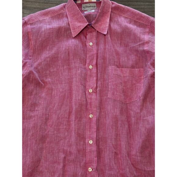 Archipalago Size Large Pink 100% Linen Shirt Long Sleeve Button Down Preppy - Picture 10 of 11